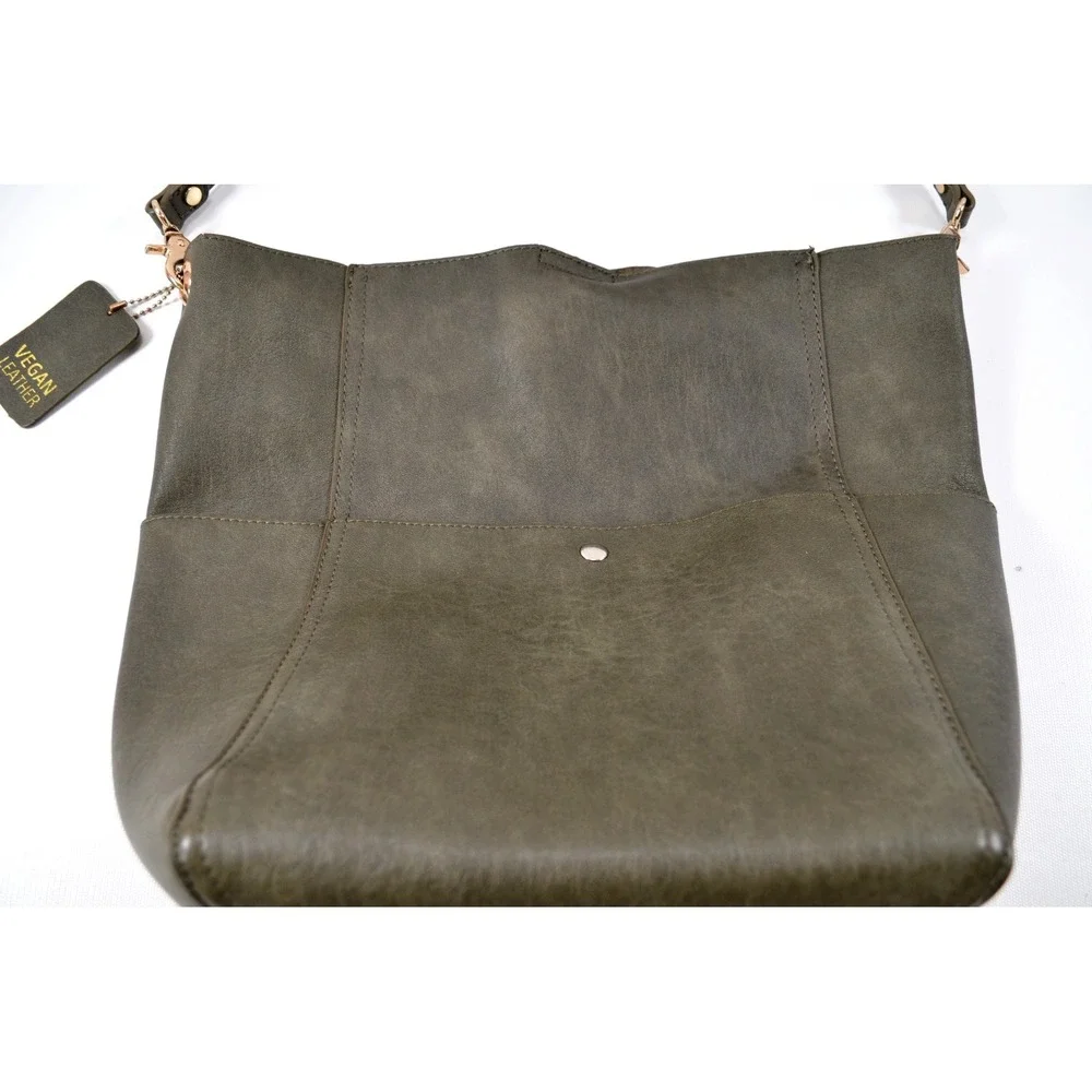 Green Vegan Leather Shoulder Bag Purse Tote Bag